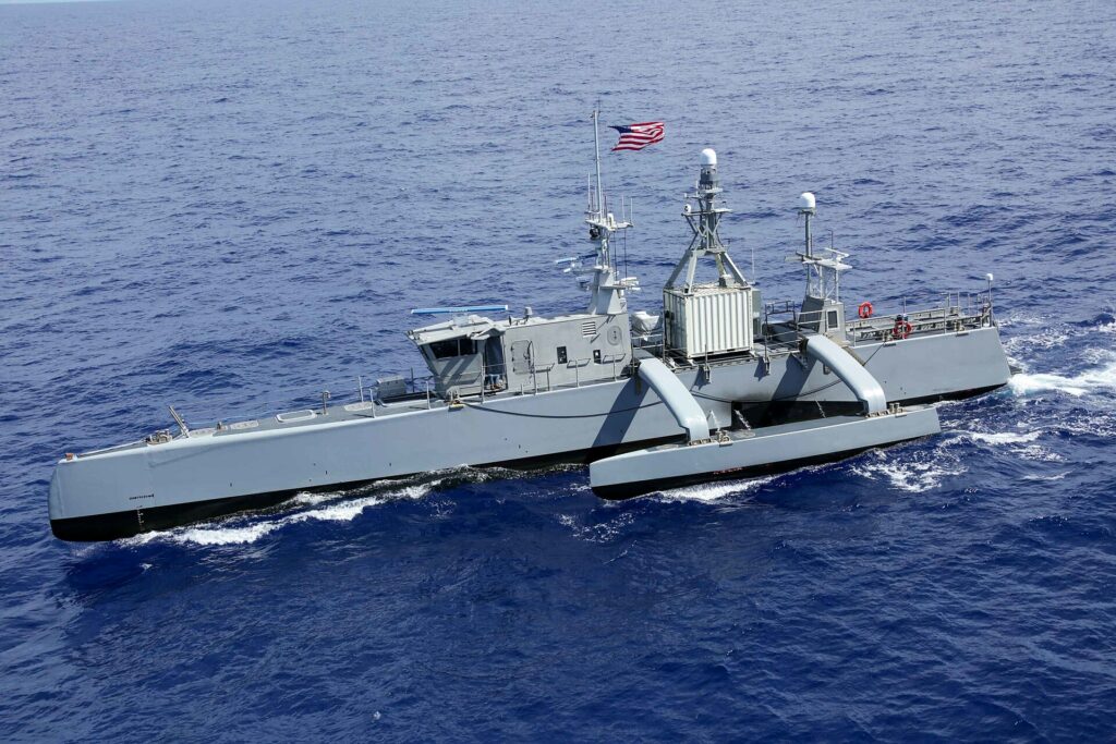 Drone de surface Sea Hunter de l’US Navy en mer